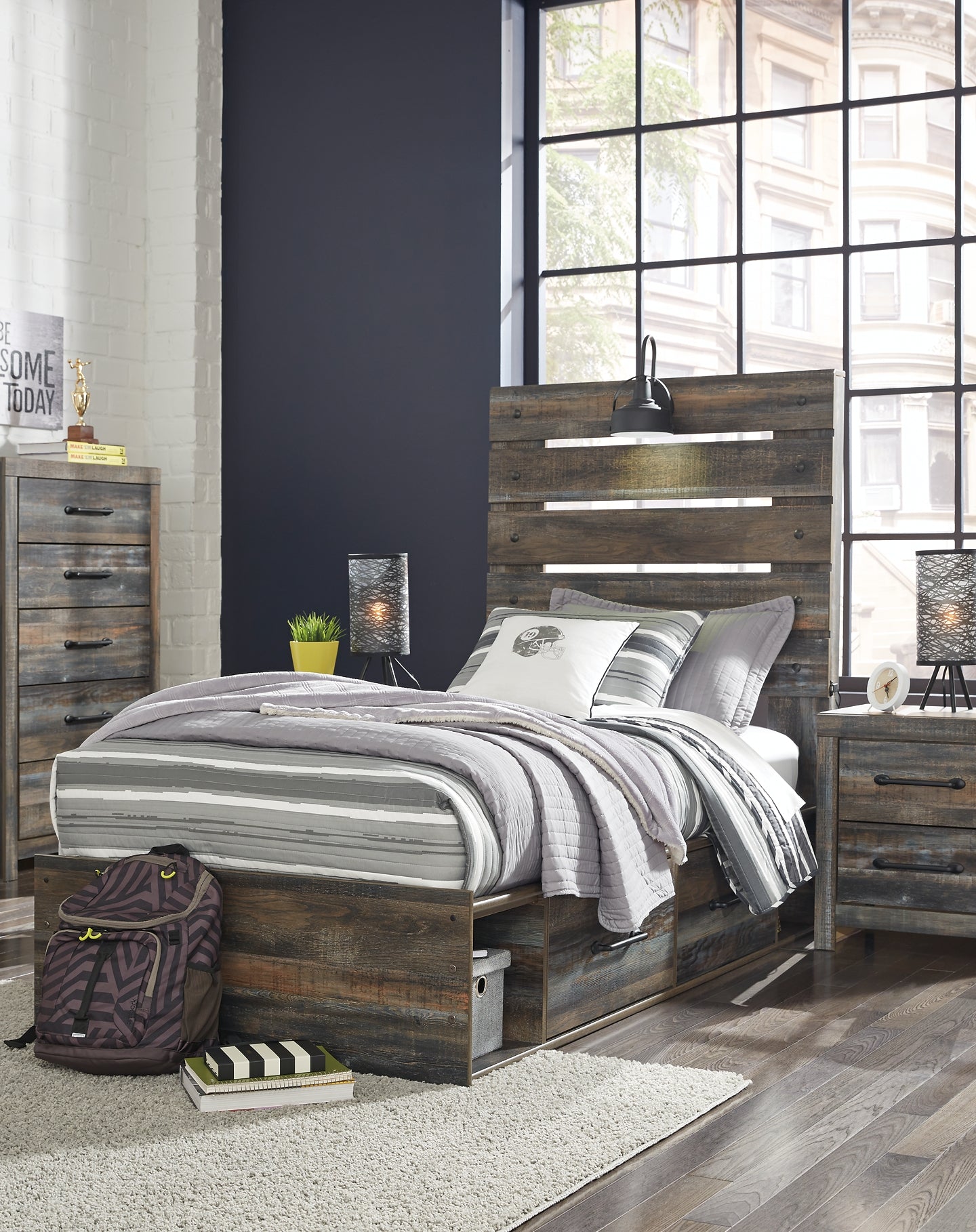 Drystan Panel Bed With 2 Storage Drawers