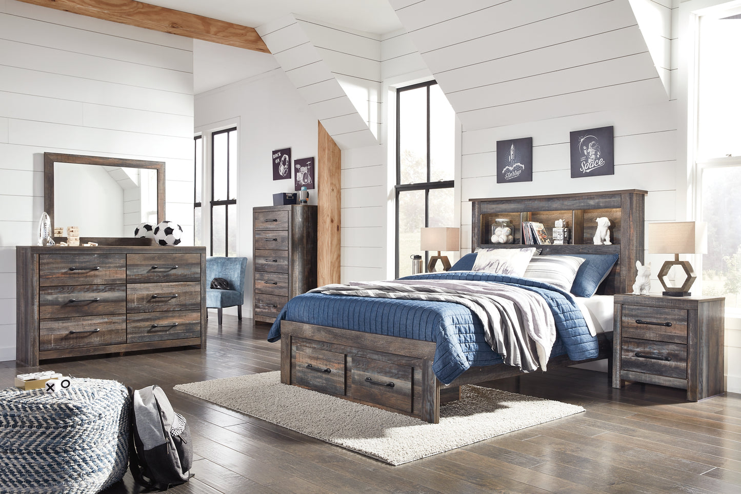 Drystan Bookcase Bed With 2 Storage Drawers