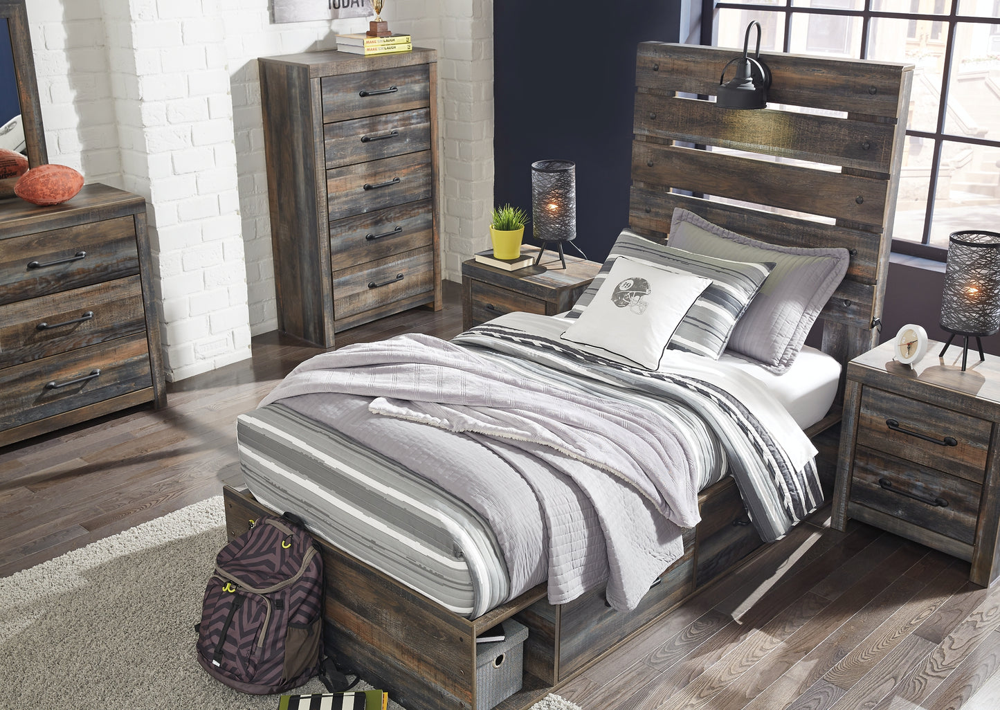 Drystan Panel Bed With 2 Storage Drawers