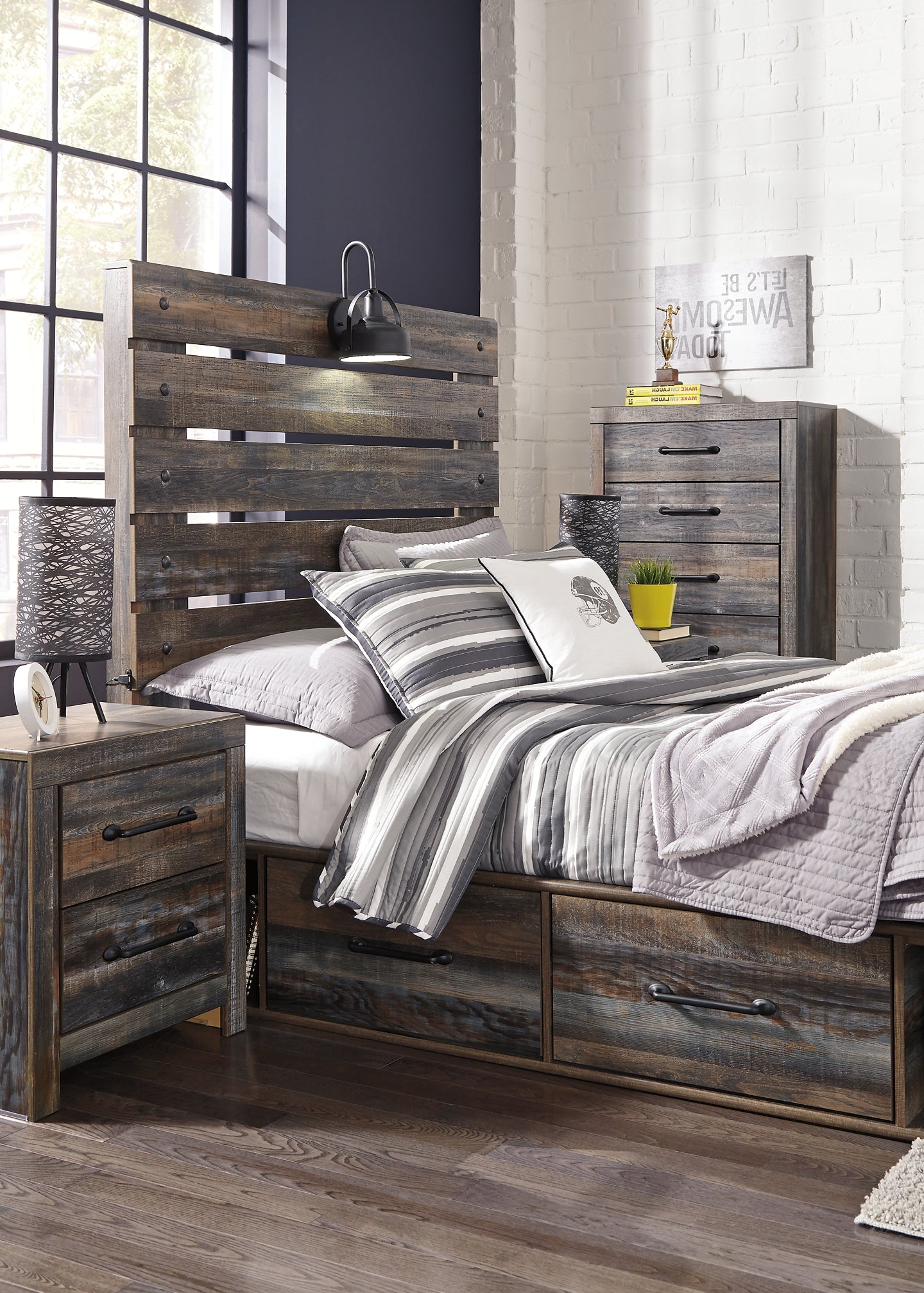Drystan Panel Bed With 2 Storage Drawers