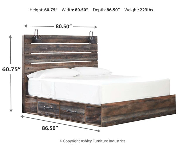 Drystan Panel Bed With 2 Storage Drawers