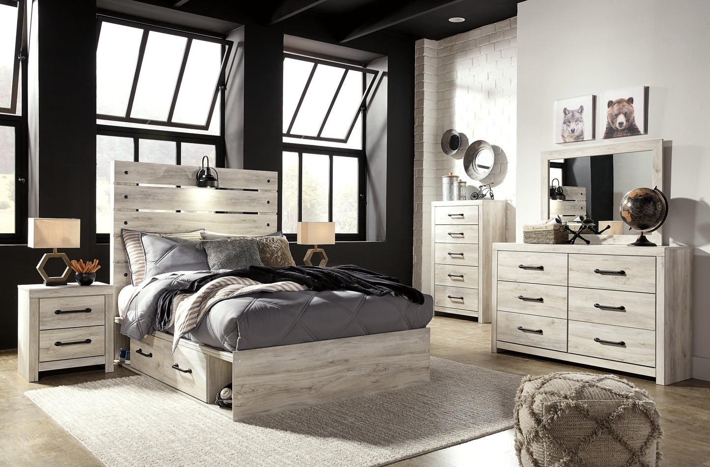 Cambeck Panel Bed With 4 Storage Drawers