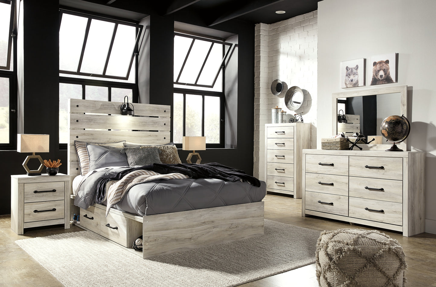 Cambeck Panel Bed With 2 Storage Drawers