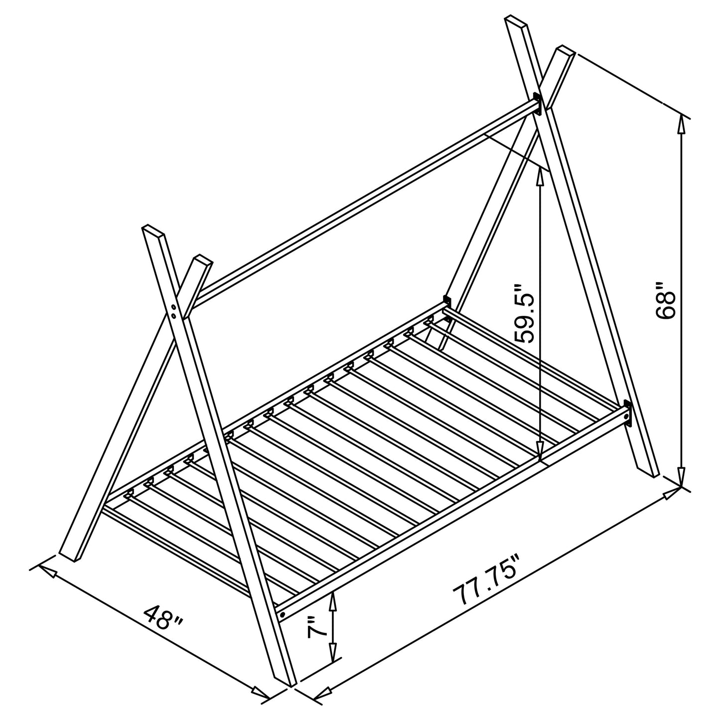 Fultonville Metal Twin Tent Bed with 7-inch Mattress Pink
