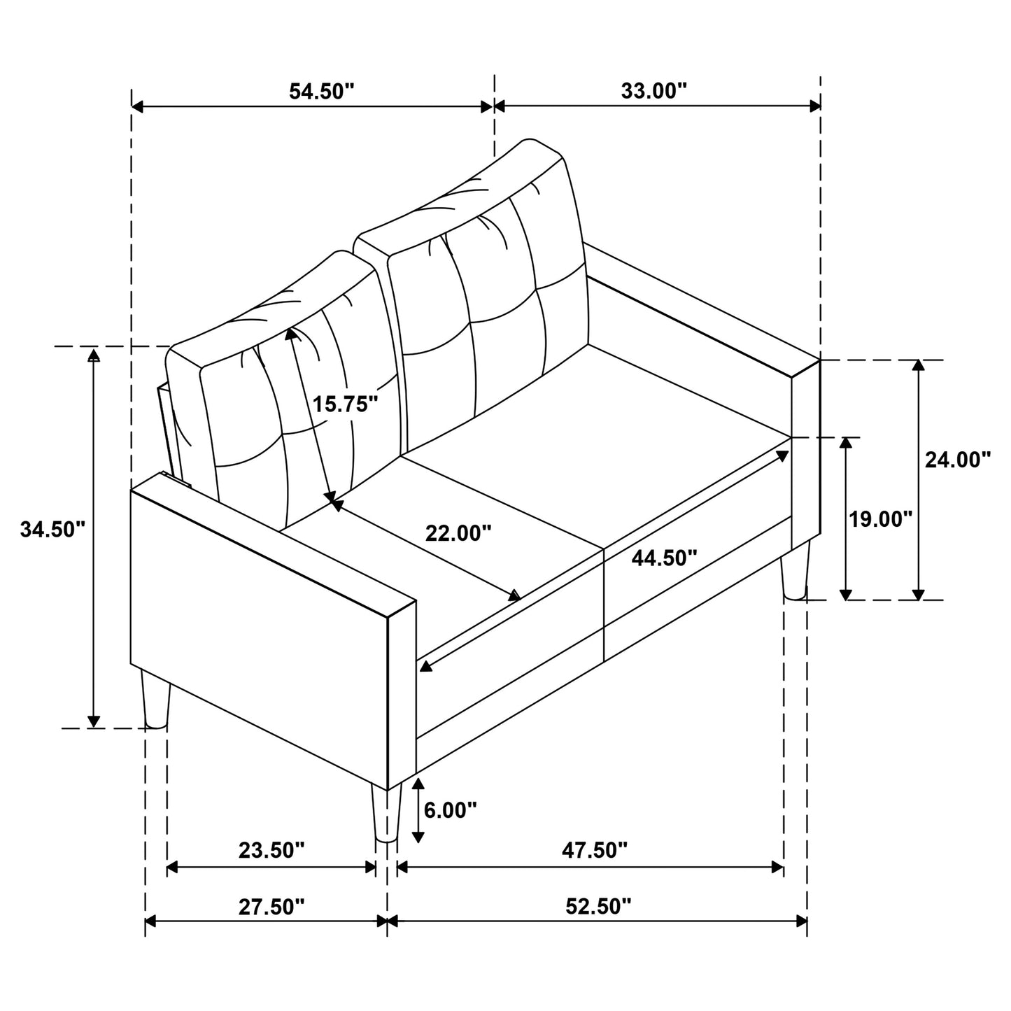 Bowen II 3-piece Upholstered Track Arm Sofa Set Steel Grey