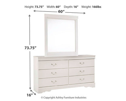Anarasia Full Sleigh Headboard with Mirrored Dresser