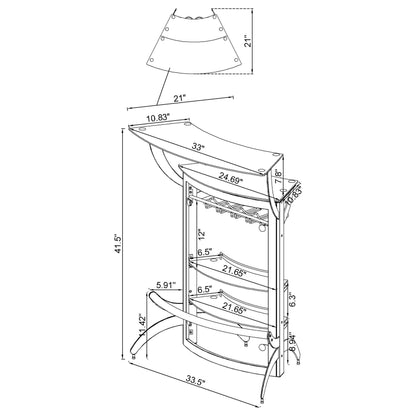 Dallas 2-shelf Curved Freestanding Home Bar Cabinet Silver