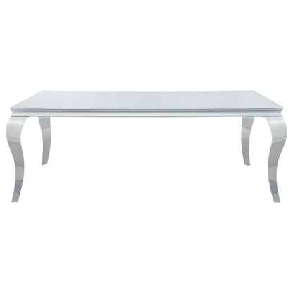 Carone 5-piece 81-inch Rectangular White Glass Dining Set Grey