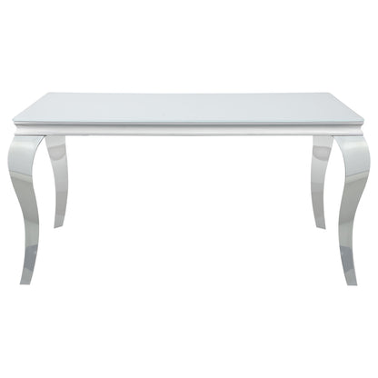 Carone 5-piece 61-inch Rectangular White Glass Dining Set Grey