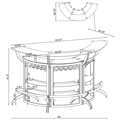 Dallas 3-piece Curved Freestanding Home Bar Cabinet Black