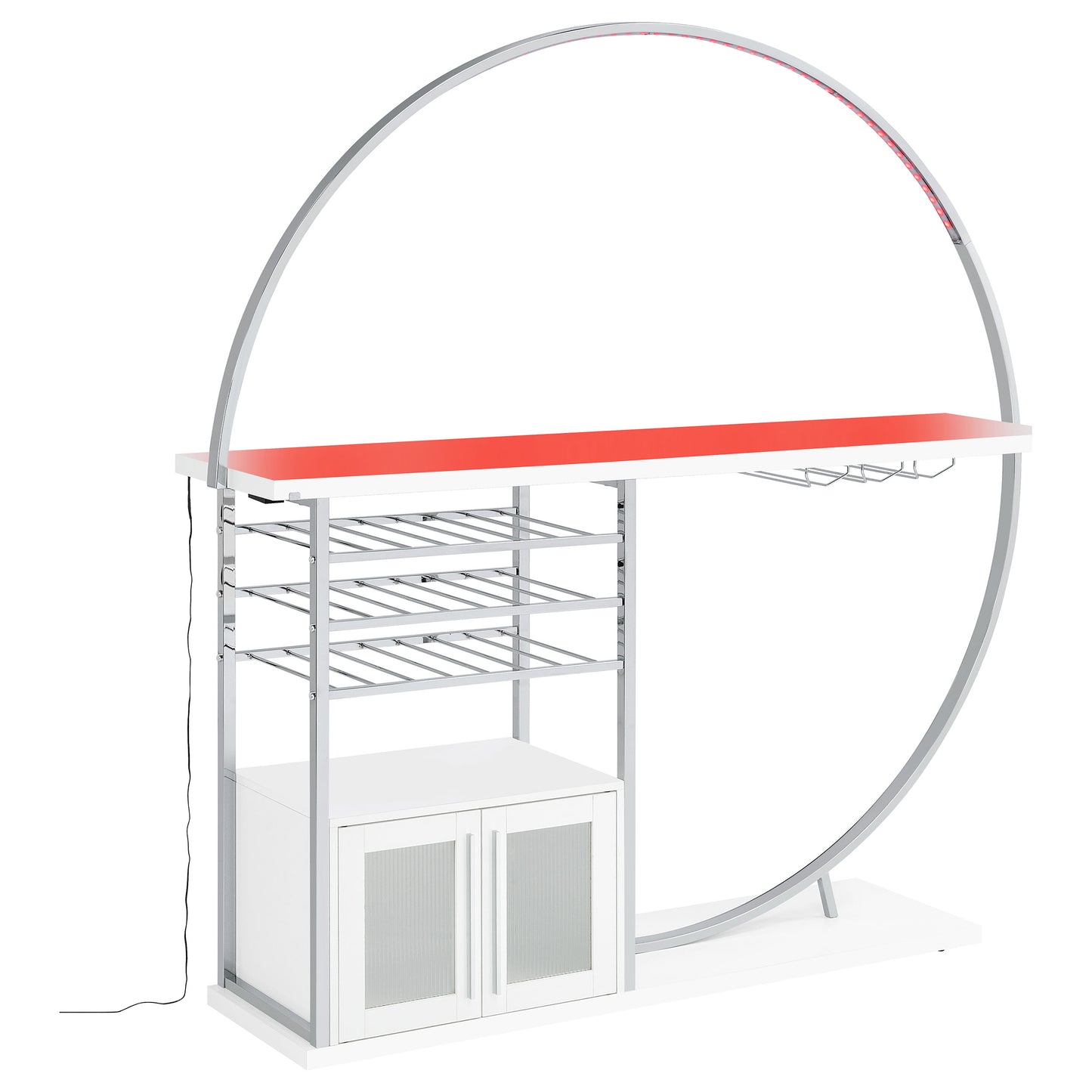 Risley 2-door Circular LED Wine Cabinet White High Gloss