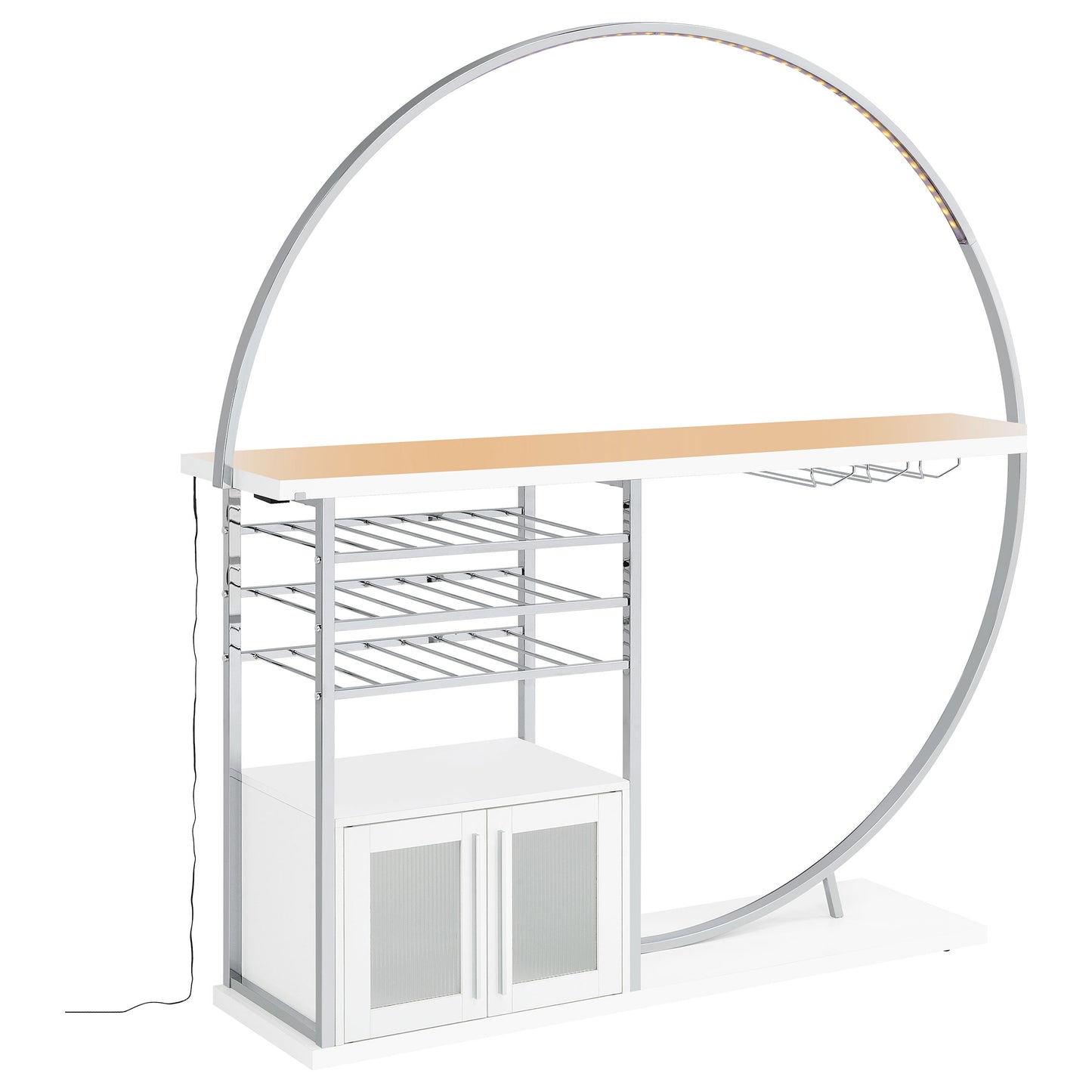 Risley 2-door Circular LED Wine Cabinet White High Gloss