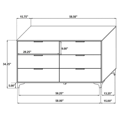 Kendall 6-drawer Dresser Black