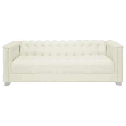 Chaviano Upholstered Track Arm Sofa Pearl White