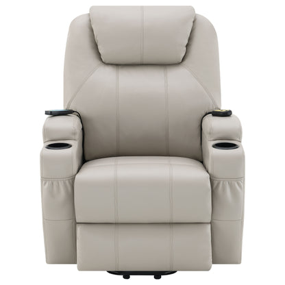 Sanger Upholstered Power Lift Massage Recliner Champagne