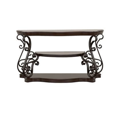Laney Scrollwork Entryway Sofa Console Table Deep Merlot