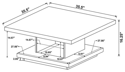 Reston Square Engineered Wood Coffee Table with Casters Cappuccino