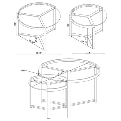 Delia 2-Piece Round Glass Top Nesting Coffee Table Chrome