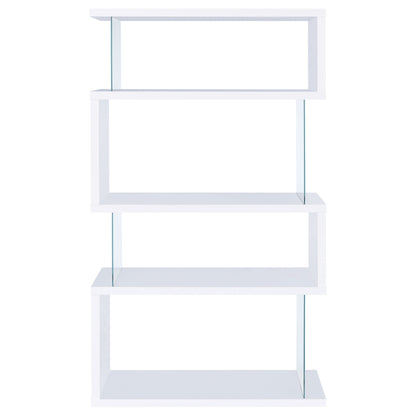 Emelle 63-inch 4-shelf Glass Panel Bookshelf White