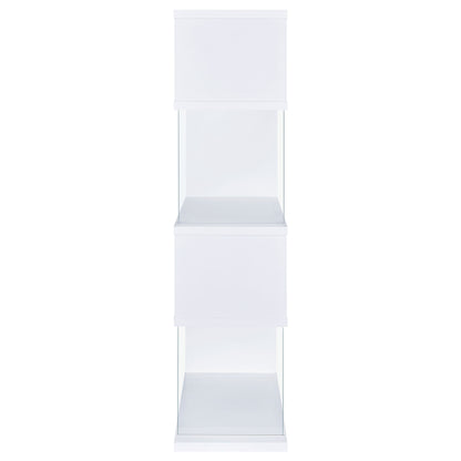 Emelle 63-inch 4-shelf Glass Panel Bookshelf White