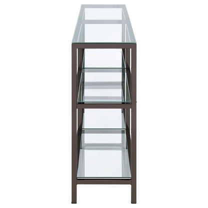 Kate 55-inch 4-shelf Console Bookcases Black Nickel