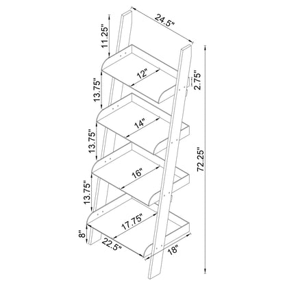 Amaturo 72-inch 4-shelf Acrylic Ladder Bookshelf Clear