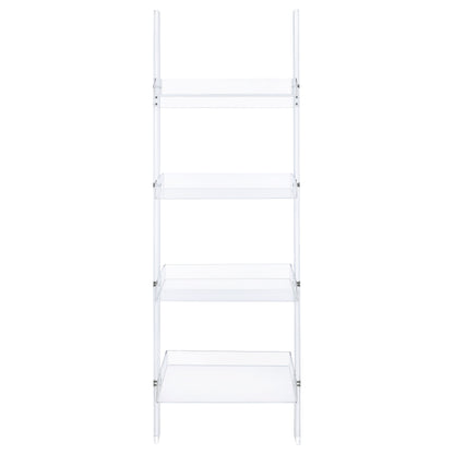 Amaturo 72-inch 4-shelf Acrylic Ladder Bookshelf Clear
