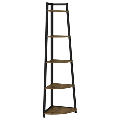 Jacksonville 63-inch 5-shelf Bookshelf Black and Aged Walnut
