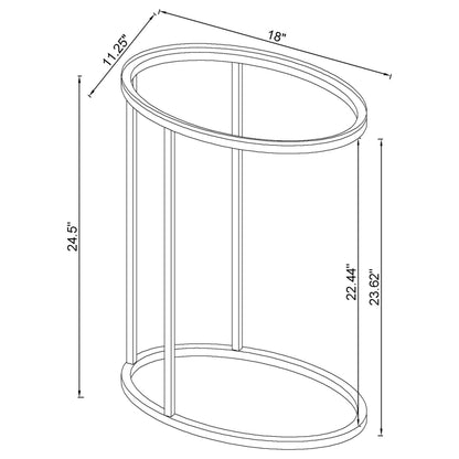 Kyle Oval Glass Top C-Shaped Sofa Side Table Chrome