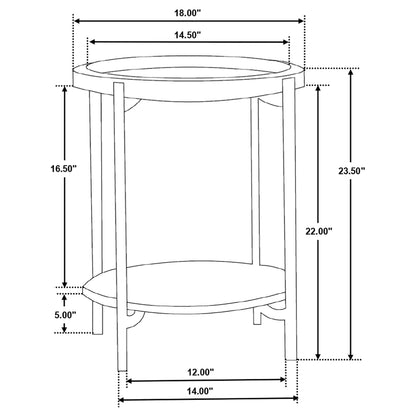 Adhvik Round End Side Table Marble Shelf Natural and Black