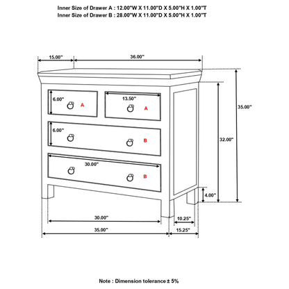 Harper 4-drawer Solid Reclaimed Wood Accent Cabinet Brown