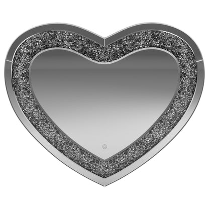 Aiko 36 x 30 Inch Heart Shaped LED Light Wall Mirror Silver