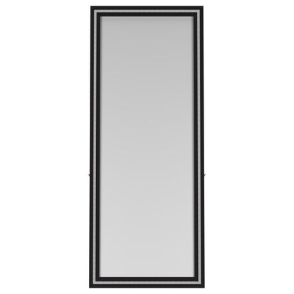 Windrose 28 x 67 Inch Tempered LED Standing Mirror Black