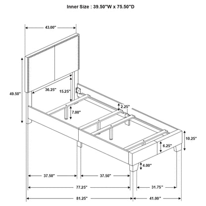 Boyd Upholstered Twin Panel Bed Charcoal