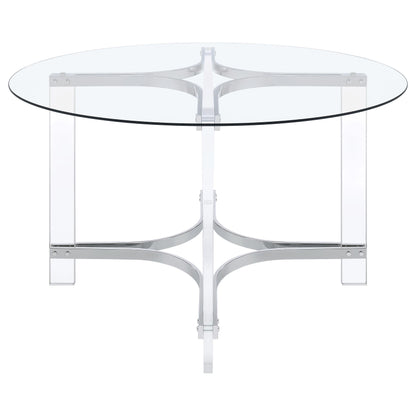 Keeling 47-inch Round Glass Top Acrylic Dining Table Chrome