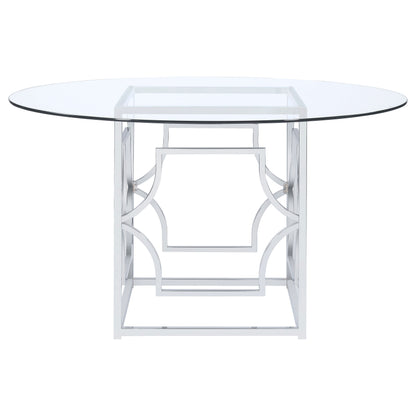 Starlight Round 54-inch Glass Top Metal Dining Table Chrome