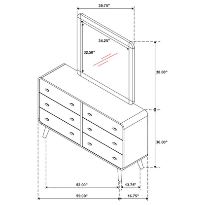 Robyn 6-drawer Dresser with Mirror Dark Walnut