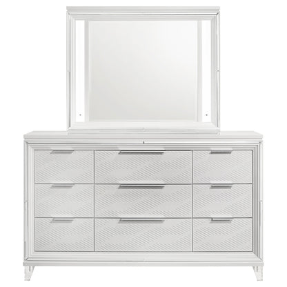 Marmore 9-drawer Dresser and LED Mirror White