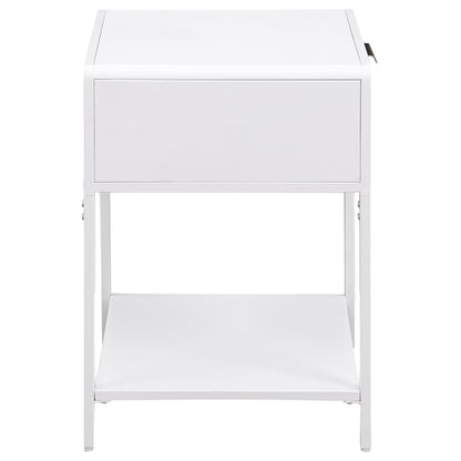 Amherst 1-drawer Radio Weave Cane Metal Bedside Table White