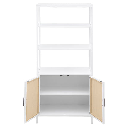 Amherst 3-shelf Radio Weave Cane Metal Accent Cabinet White