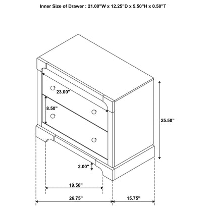 Gran Park 2-drawer Nightstand Bedside Table Dark Cocoa