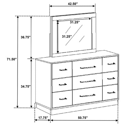 Fenwick 9-drawer Dresser with Mirror Grey Oak