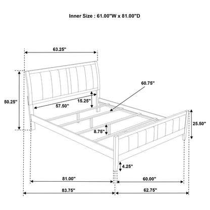 Wilkes 51-inch Upholstered Queen Bed Dark Cocoa