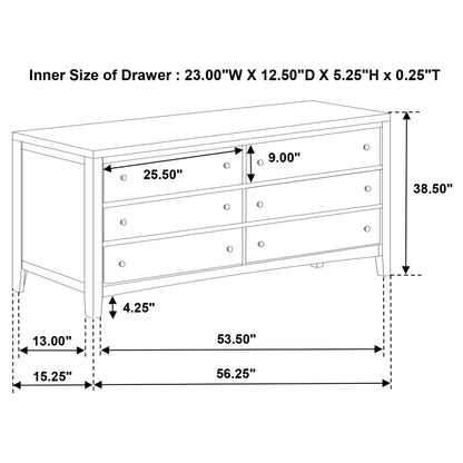 Wilkes 6-drawer Dresser Cabinet Dark Cocoa