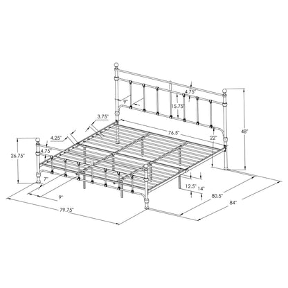 Novak 48-inch Metal Eastern King Open Frame Bed Matte Black