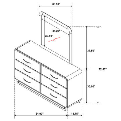 Amsbury 6-drawer Dresser and Mirror Nutmeg