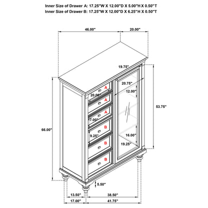 Andover 6-drawer Tempered Glass Door Chest Dark Oak