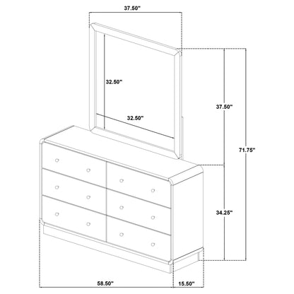 Cavelle 6-drawer Dresser and Mirror Black