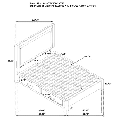 Kenora 56-inch Queen LED Storage Bed Barley Brown