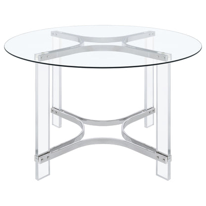 Keeling 5-piece Round Glass Top Acrylic Dining Set Chrome